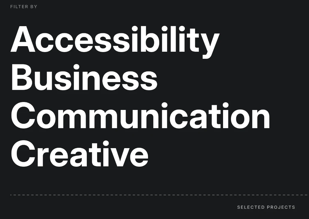 Design studio's product showcase page featuring portfolio items, project details, etc.